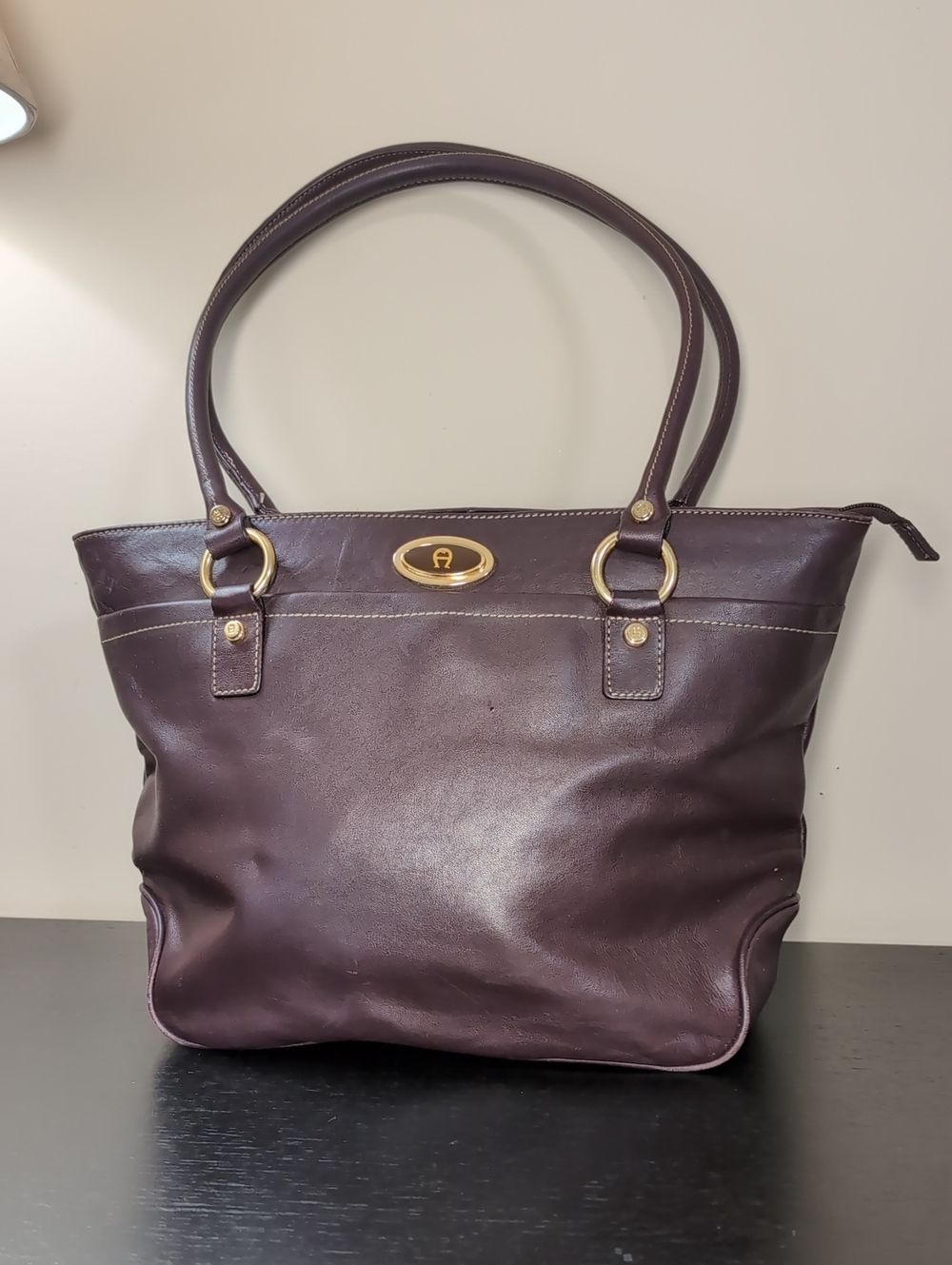 Etienne Aigner Leather Plum / Burgundy Handbag